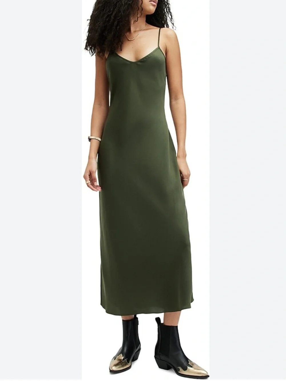 AllSaints Bryony Slipdress in Forest Green at Nordstrom, Size 6